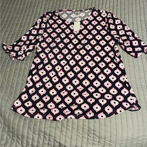 West Loop Purple and White Blouse with Long Sleeves